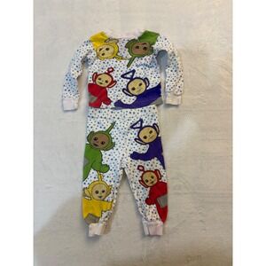 Vintage 1998 Teletubbies Pajama Set Kids 2T Star Print Tinky Winky READ